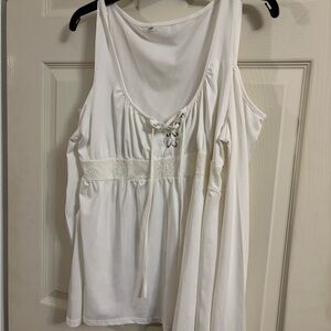 White cold shoulder   Top with Lace Detail